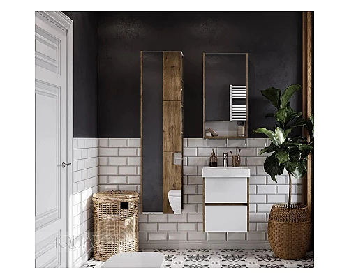 Заказать Зеркальный шкаф 45х85 см белый глянец/дуб рустикальный Акватон Сканди 1A252002SDZ90 в магазине сантехники Santeh-Crystal.ru