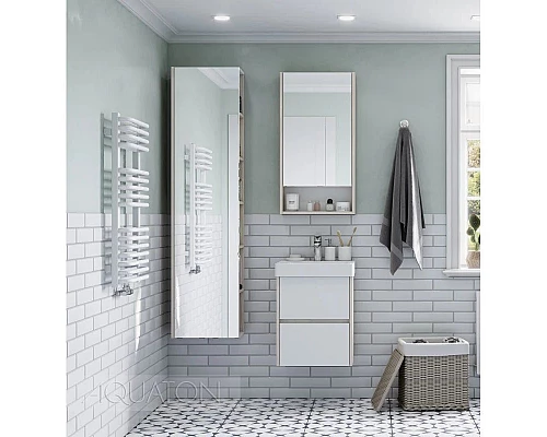 Купить Зеркальный шкаф 45х85 см белый глянец/дуб верона Акватон Сканди 1A252002SDB20 в магазине сантехники Santeh-Crystal.ru