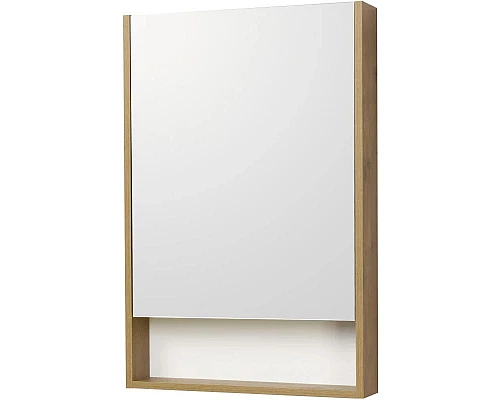 Приобрести Зеркальный шкаф 55х85 см белый глянец/дуб рустикальный Акватон Сканди 1A252102SDZ90 в магазине сантехники Santeh-Crystal.ru
