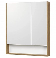 Зеркальный шкаф 70х85 см белый глянец/дуб рустикальный Акватон Сканди 1A252202SDZ90
