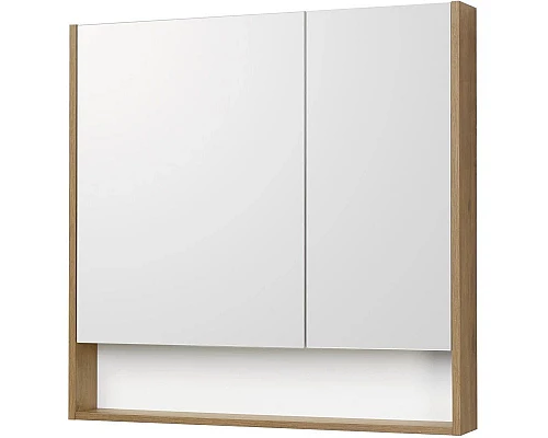 Приобрести Зеркальный шкаф 85х85 см белый глянец/дуб рустикальный Акватон Сканди 1A252302SDZ90 в магазине сантехники Santeh-Crystal.ru