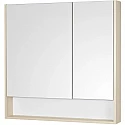 Зеркальный шкаф 85х85 см белый глянец/дуб верона Акватон Сканди 1A252302SDB20