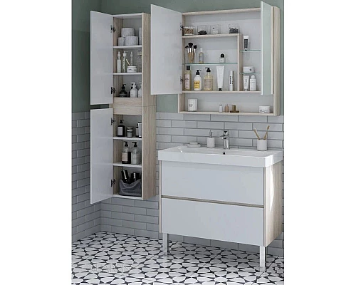 Заказать Зеркальный шкаф 85х85 см белый глянец/дуб верона Акватон Сканди 1A252302SDB20 в магазине сантехники Santeh-Crystal.ru