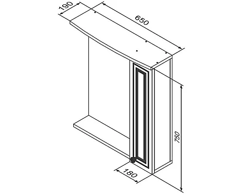 Купить Зеркальный шкаф 65х75 см белый глянец R Damixa Palace One M41MPR0651WG в магазине сантехники Santeh-Crystal.ru