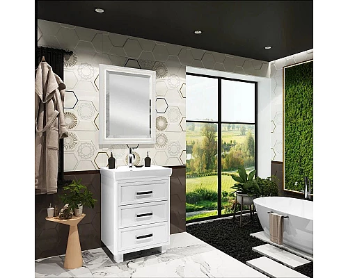 Приобрести Зеркало 60х80 см белый матовый Opadiris Вегас в магазине сантехники Santeh-Crystal.ru