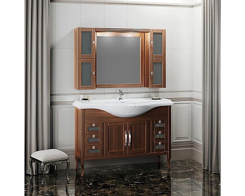 Приобрести Зеркальный шкаф 124х78 см светлый орех Opadiris Мираж в магазине сантехники Santeh-Crystal.ru