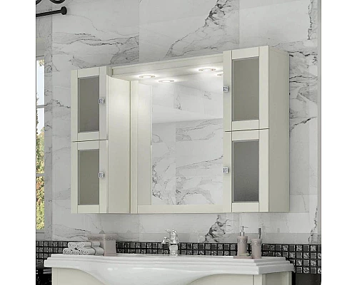 Купить Зеркальный шкаф 124х78 см слоновая кость Opadiris Мираж в магазине сантехники Santeh-Crystal.ru