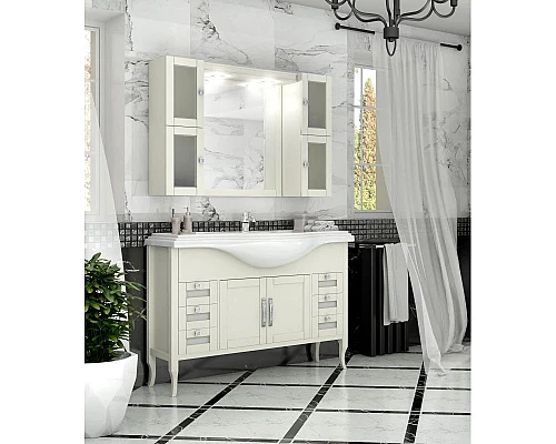 Купить Зеркальный шкаф 124х78 см слоновая кость Opadiris Мираж в магазине сантехники Santeh-Crystal.ru