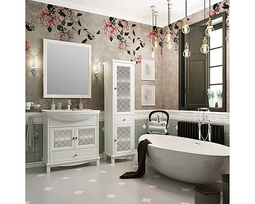 Приобрести Зеркало 76х90 см слоновая кость Opadiris Омега Z0000006993 в магазине сантехники Santeh-Crystal.ru