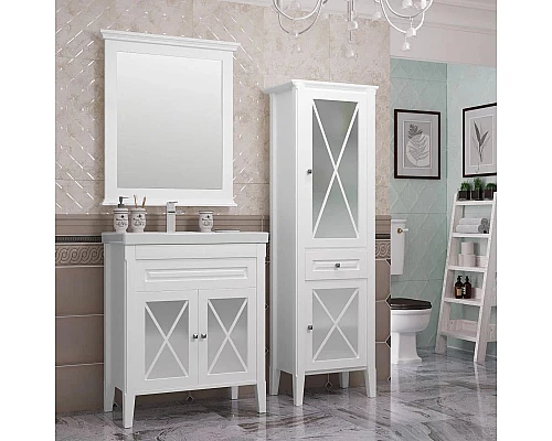 Приобрести Зеркало 80х88 см белый матовый Opadiris Палермо 00-00002351 в магазине сантехники Santeh-Crystal.ru