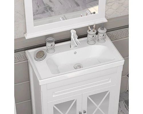 Приобрести Зеркало 80х88 см белый матовый Opadiris Палермо 00-00002351 в магазине сантехники Santeh-Crystal.ru