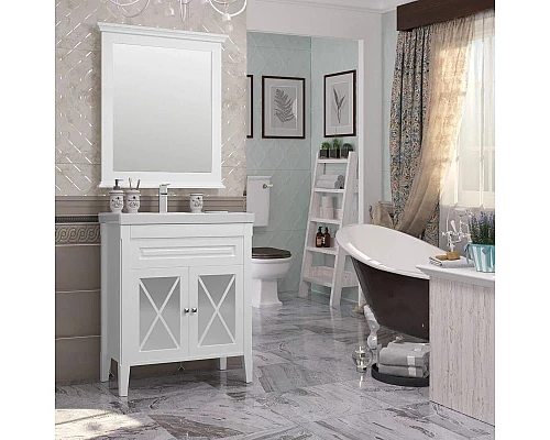 Приобрести Зеркало 80х88 см белый матовый Opadiris Палермо 00-00002351 в магазине сантехники Santeh-Crystal.ru