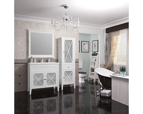 Заказать Зеркало 90х88 см белый матовый Opadiris Палермо Z0000008548 в магазине сантехники Santeh-Crystal.ru