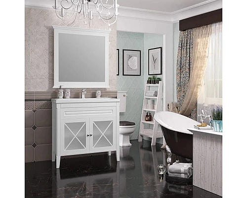 Заказать Зеркало 90х88 см белый матовый Opadiris Палермо Z0000008548 в магазине сантехники Santeh-Crystal.ru