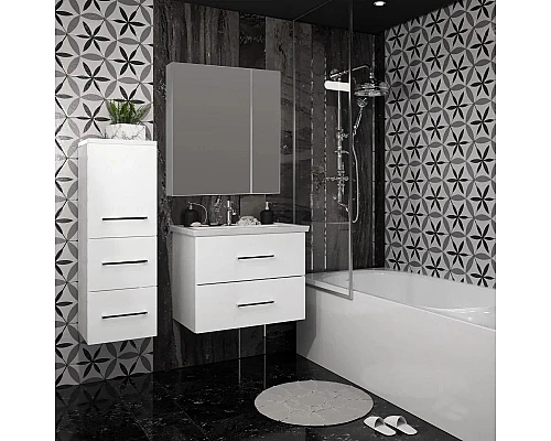 Купить Зеркальный шкаф 70х80 см белый глянец Opadiris Арабеска 00-00005577 в магазине сантехники Santeh-Crystal.ru