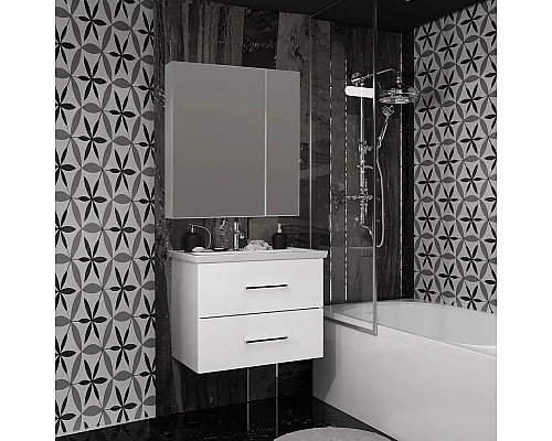 Купить Зеркальный шкаф 70х80 см белый глянец Opadiris Арабеска 00-00005577 в магазине сантехники Santeh-Crystal.ru