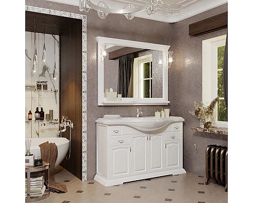 Приобрести Зеркало 129х101 см белый матовый Opadiris Риспекто в магазине сантехники Santeh-Crystal.ru