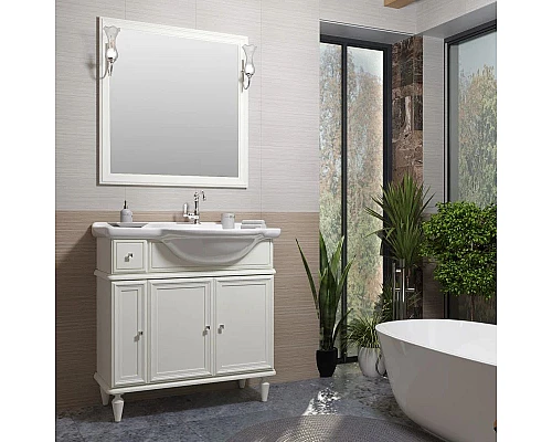 Купить Зеркало 90х90 см слоновая кость Opadiris Санрайз в магазине сантехники Santeh-Crystal.ru