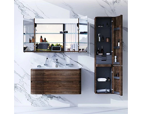 Заказать Зеркальный шкаф 100х70 см орех Am.Pm Sensation M30MCX1001NF в магазине сантехники Santeh-Crystal.ru