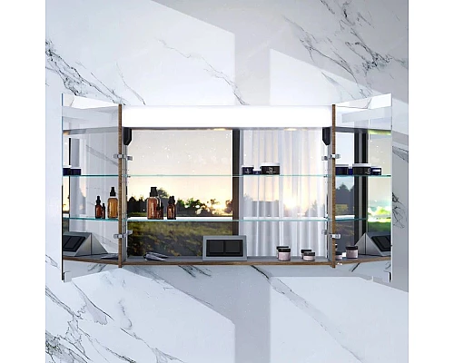 Заказать Зеркальный шкаф 100х70 см орех Am.Pm Sensation M30MCX1001NF в магазине сантехники Santeh-Crystal.ru