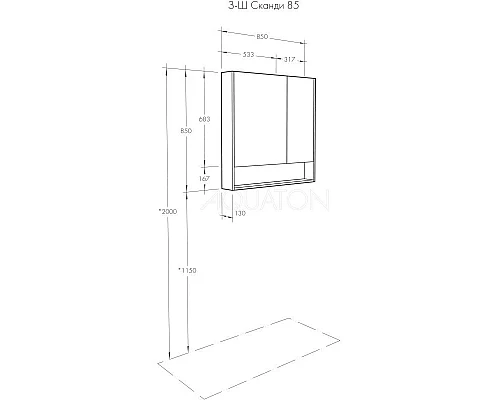 Заказать Зеркальный шкаф 85х85 см белый глянец/дуб верона Акватон Сканди 1A252302SDB20 в магазине сантехники Santeh-Crystal.ru