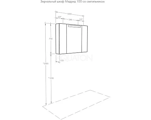 Купить Зеркальный шкаф 100х75 см белый глянец Акватон Мадрид 1A111602MA010 в магазине сантехники Santeh-Crystal.ru