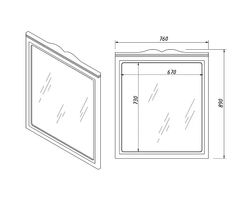 Купить Зеркало 76х89 см оливин Caprigo Marsel 33831-L813 в магазине сантехники Santeh-Crystal.ru