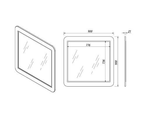 Заказать Зеркало 90х90 см шоколад матовый Caprigo Jersey 34331-L809 в магазине сантехники Santeh-Crystal.ru