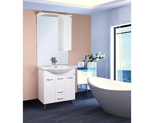 Купить Зеркальный шкаф 75х105,6 см белый глянец R Onika Моника 207507 в магазине сантехники Santeh-Crystal.ru