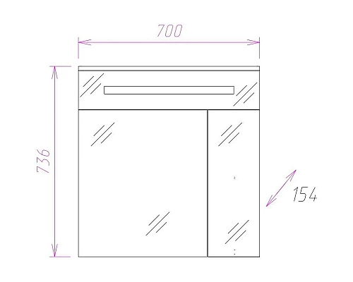 Приобрести Зеркальный шкаф 70х73,6 см белый глянец Onika Сигма 207016 в магазине сантехники Santeh-Crystal.ru