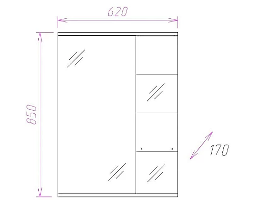 Купить Зеркальный шкаф 62х85 см белый глянец R Onika Флорена 206206 в магазине сантехники Santeh-Crystal.ru