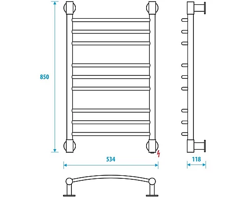 Купить Полотенцесушитель электрический 850x500 Energy Ergo2 EETR0ERGO28550R905M в магазине сантехники Santeh-Crystal.ru
