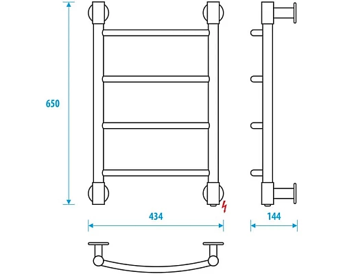 Купить Полотенцесушитель электрический 650x400 Energy H2 EETR0000H26040R905M в магазине сантехники Santeh-Crystal.ru