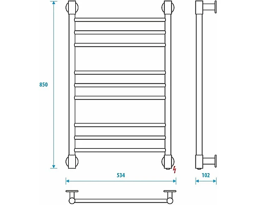 Заказать Полотенцесушитель электрический 850x500 Energy Ergo2 P EETRERGO2P8550R905M в магазине сантехники Santeh-Crystal.ru