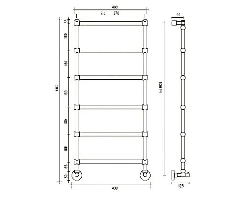 Заказать Полотенцесушитель водяной Margaroli Sole 442/370-6 бронза в магазине сантехники Santeh-Crystal.ru