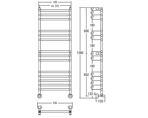 Заказать Полотенцесушитель водяной Margaroli Sole 464/370-14 хром в магазине сантехники Santeh-Crystal.ru