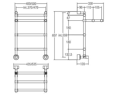 Заказать Полотенцесушитель водяной с полкой Margaroli Sole 455/370 хром в магазине сантехники Santeh-Crystal.ru