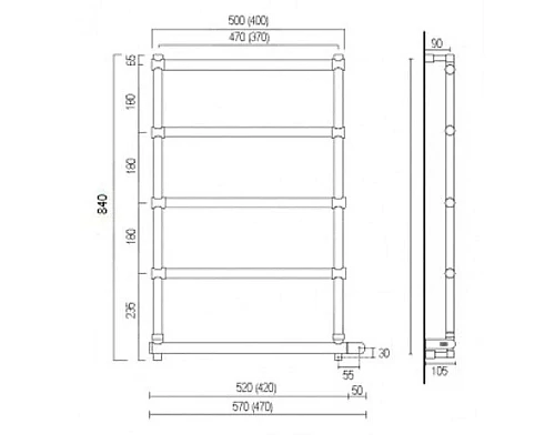 Приобрести Полотенцесушитель электрический Margaroli Sole 542-370/5 хром в магазине сантехники Santeh-Crystal.ru