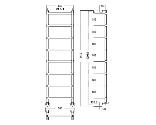Купить Полотенцесушитель водяной Margaroli Sole 442/470-8 бронза в магазине сантехники Santeh-Crystal.ru
