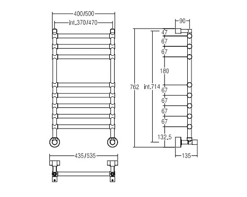 Приобрести Полотенцесушитель водяной Margaroli Sole 464/470-8 золото в магазине сантехники Santeh-Crystal.ru
