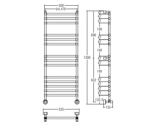 Купить Полотенцесушитель водяной Margaroli Sole 464/470-14 золото в магазине сантехники Santeh-Crystal.ru