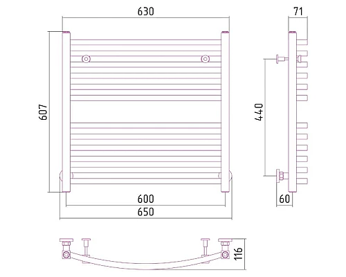 Приобрести Полотенцесушитель водяной 600х600 Сунержа Аркус 00-0251-6060 в магазине сантехники Santeh-Crystal.ru