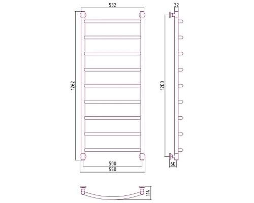 Приобрести Полотенцесушитель водяной 1200х500 Сунержа Галант+ 00-0200-1250 в магазине сантехники Santeh-Crystal.ru
