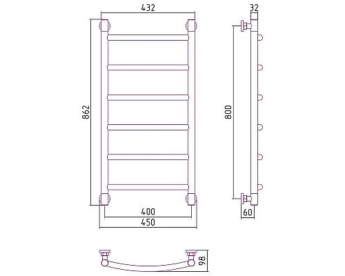 Купить Полотенцесушитель водяной 800х400 состаренная бронза Сунержа Галант+ 05-0200-8040 в магазине сантехники Santeh-Crystal.ru
