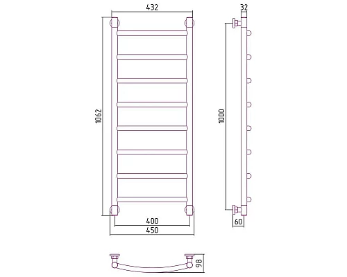 Приобрести Полотенцесушитель водяной 1000х400 античное белое золото Сунержа Галант+ 10-0200-1040 в магазине сантехники Santeh-Crystal.ru