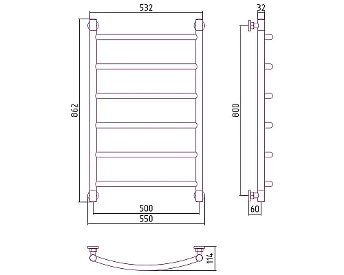 Приобрести Полотенцесушитель водяной 800х500 античное белое золото Сунержа Галант+ 10-0200-8050 в магазине сантехники Santeh-Crystal.ru