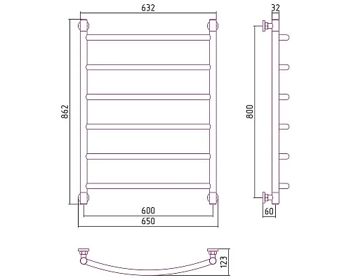 Заказать Полотенцесушитель водяной 800х600 золотой Сунержа Галант+ 03-0200-8060 в магазине сантехники Santeh-Crystal.ru