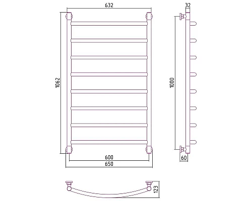 Купить Полотенцесушитель водяной 1000х600 шампань Сунержа Галант+ 020-0200-1060 в магазине сантехники Santeh-Crystal.ru