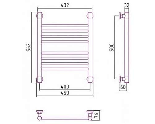 Приобрести Полотенцесушитель водяной 500х400 шампань матовая Сунержа Богема+ 022-0220-5040 в магазине сантехники Santeh-Crystal.ru