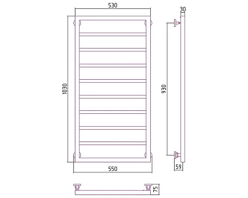 Заказать Полотенцесушитель водяной 1000х500 золотой матовый Сунержа Канцлер 032-0254-1050 в магазине сантехники Santeh-Crystal.ru